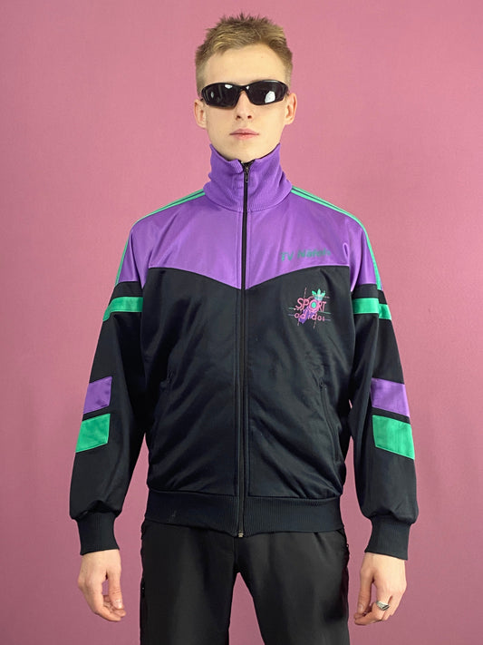 90s Adidas Vintage Men's Track Jacket - Medium Black Polyester