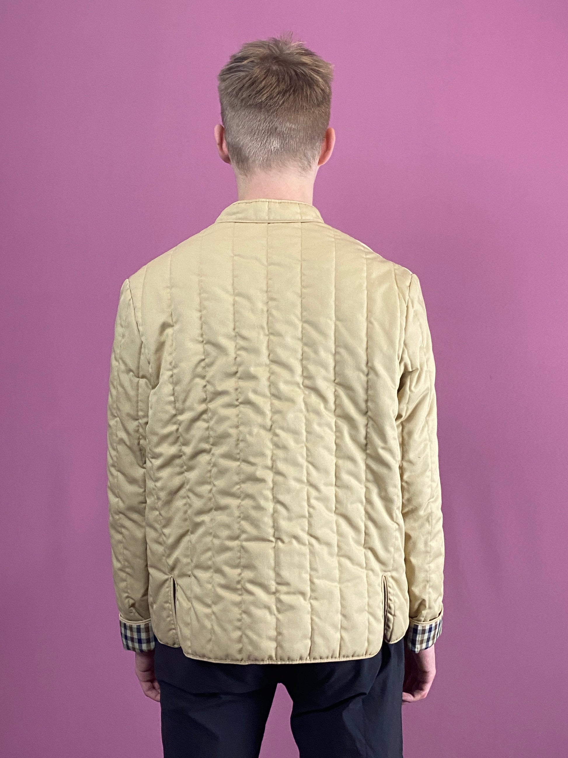 Aquascutum Vintage Men's Quilted Jacket - Small Beige Cotton