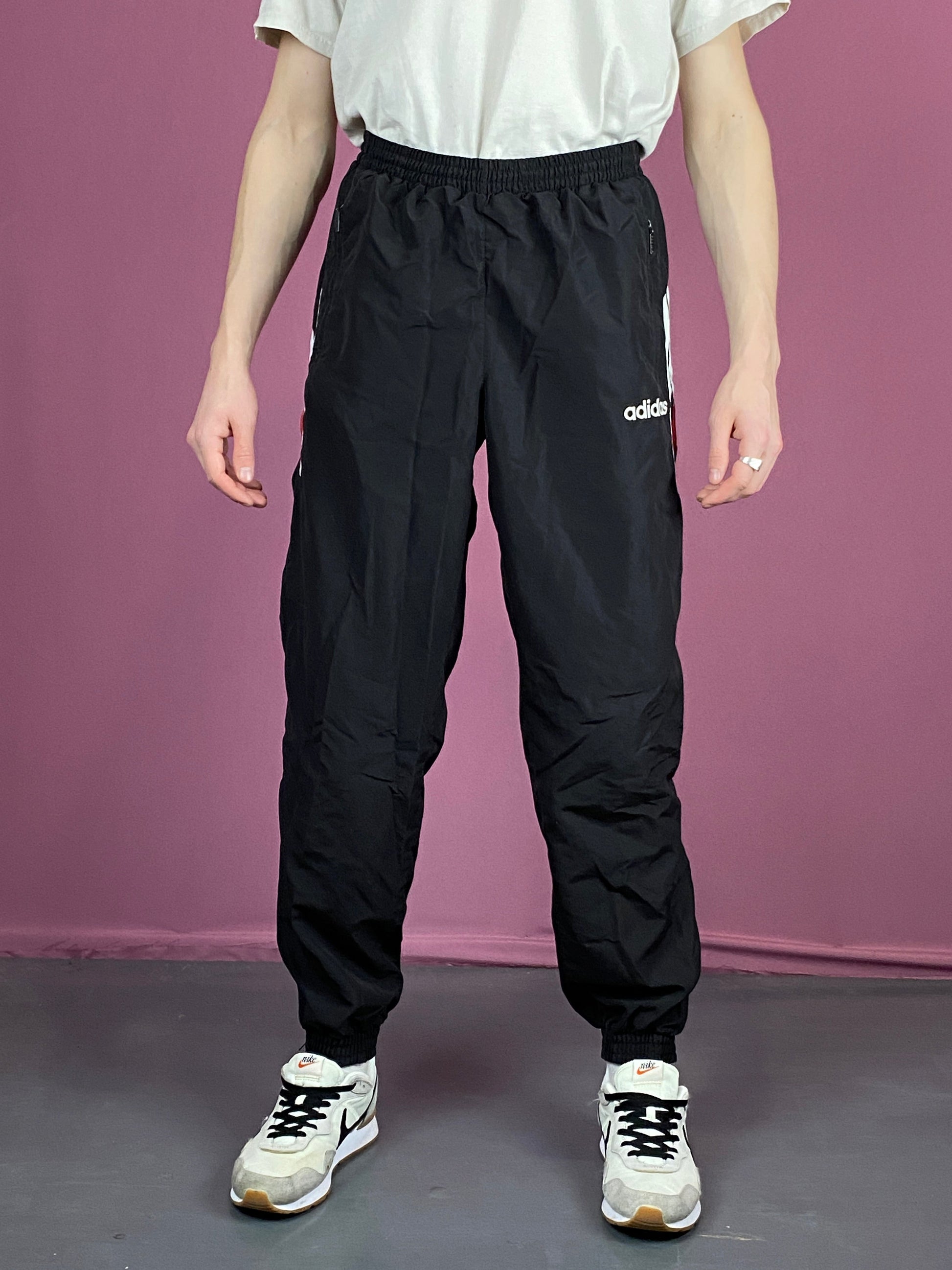 90s Adidas Vintage Men's Joggers - Small Black Polyester