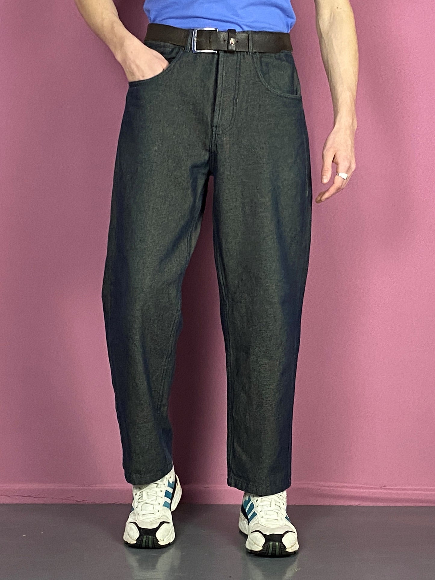 90s Thomas Burberry Vintage Men's Jeans - Medium Gray Cotton